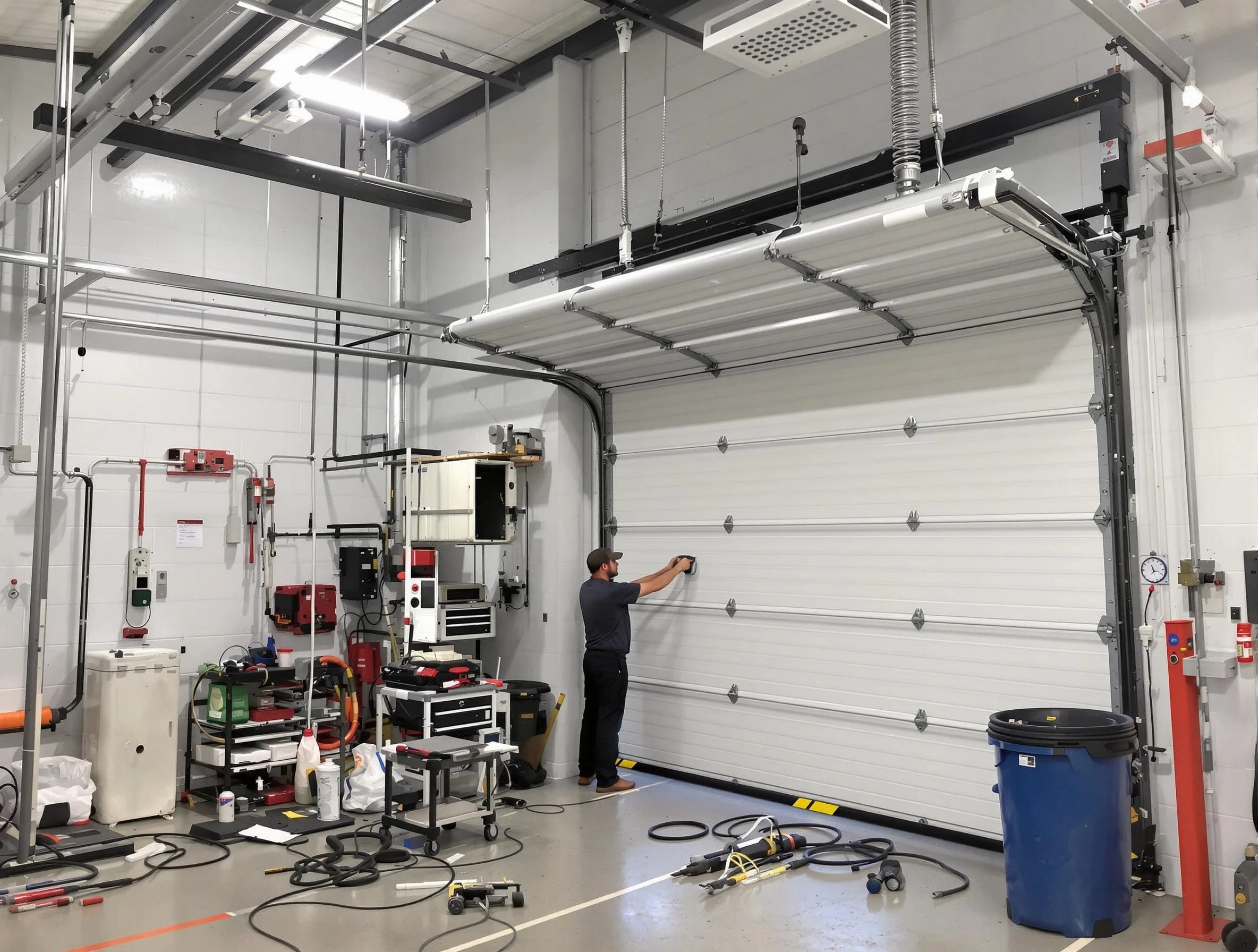 Eagle Mountain Garage Door Repair certified technician performing commercial door repair at a Eagle Mountain business facility