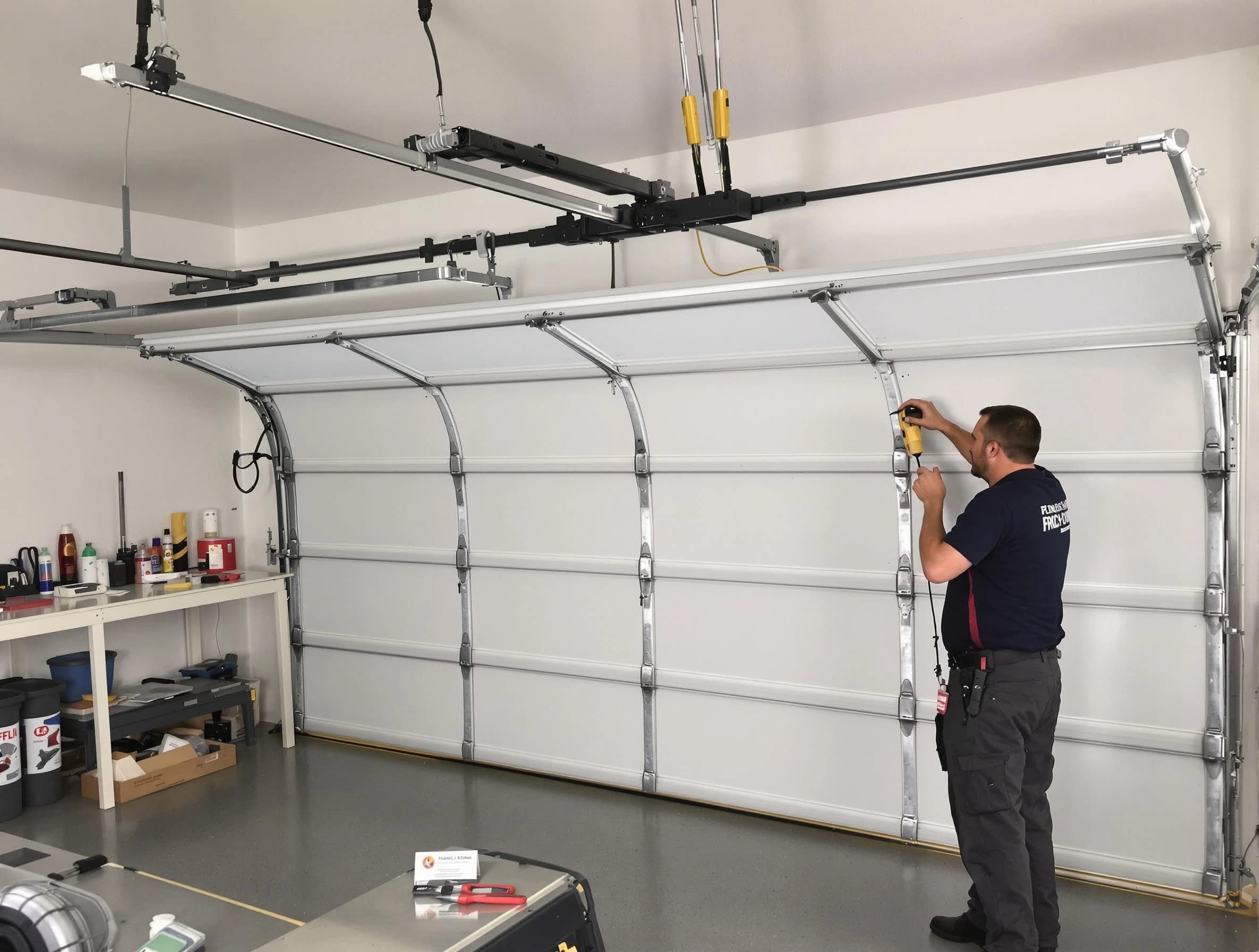 Eagle Mountain Garage Door Repair certified technician performing overhead door system repair in Eagle Mountain