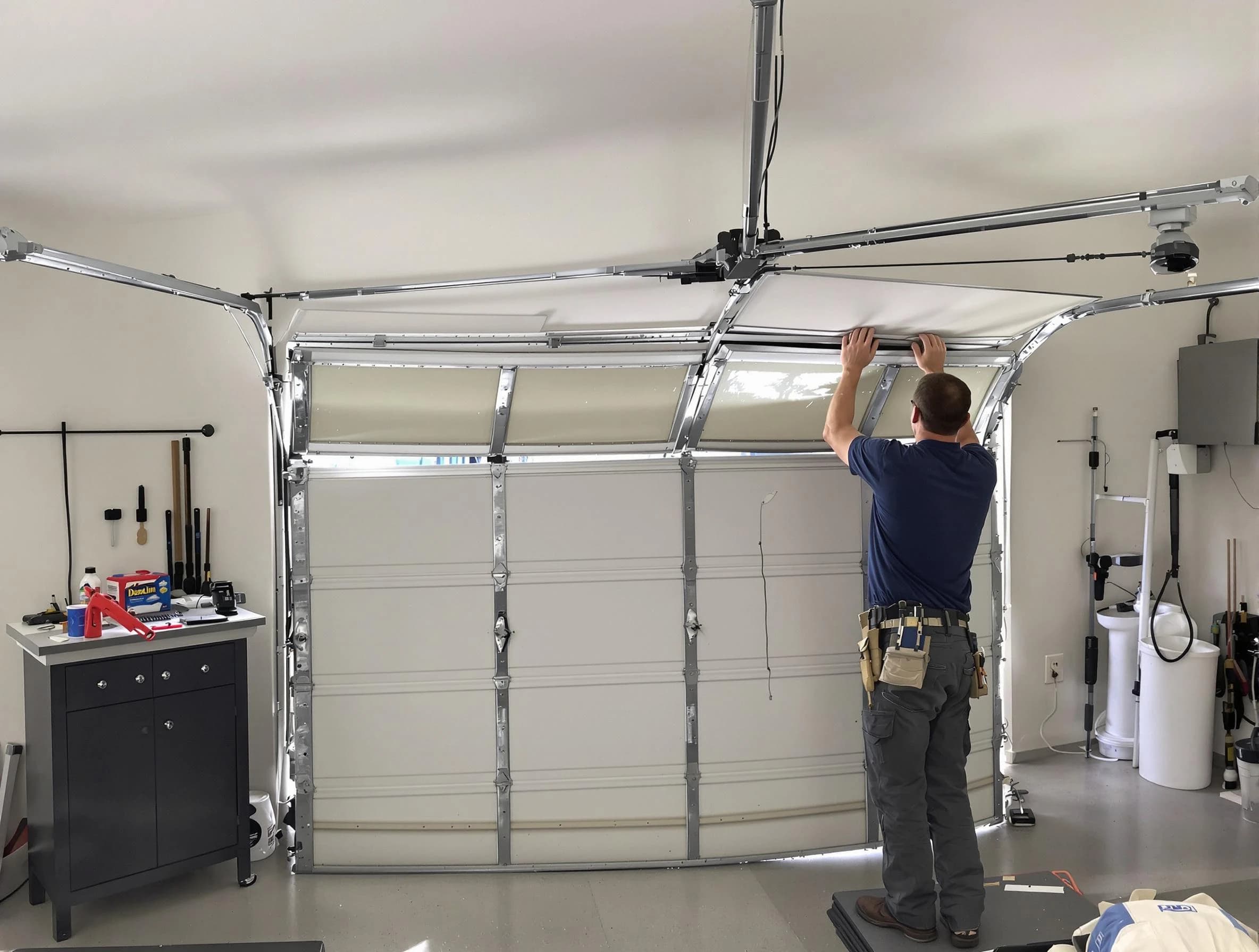 Eagle Mountain Garage Door Repair specialist performing precise section replacement on Eagle Mountain garage door
