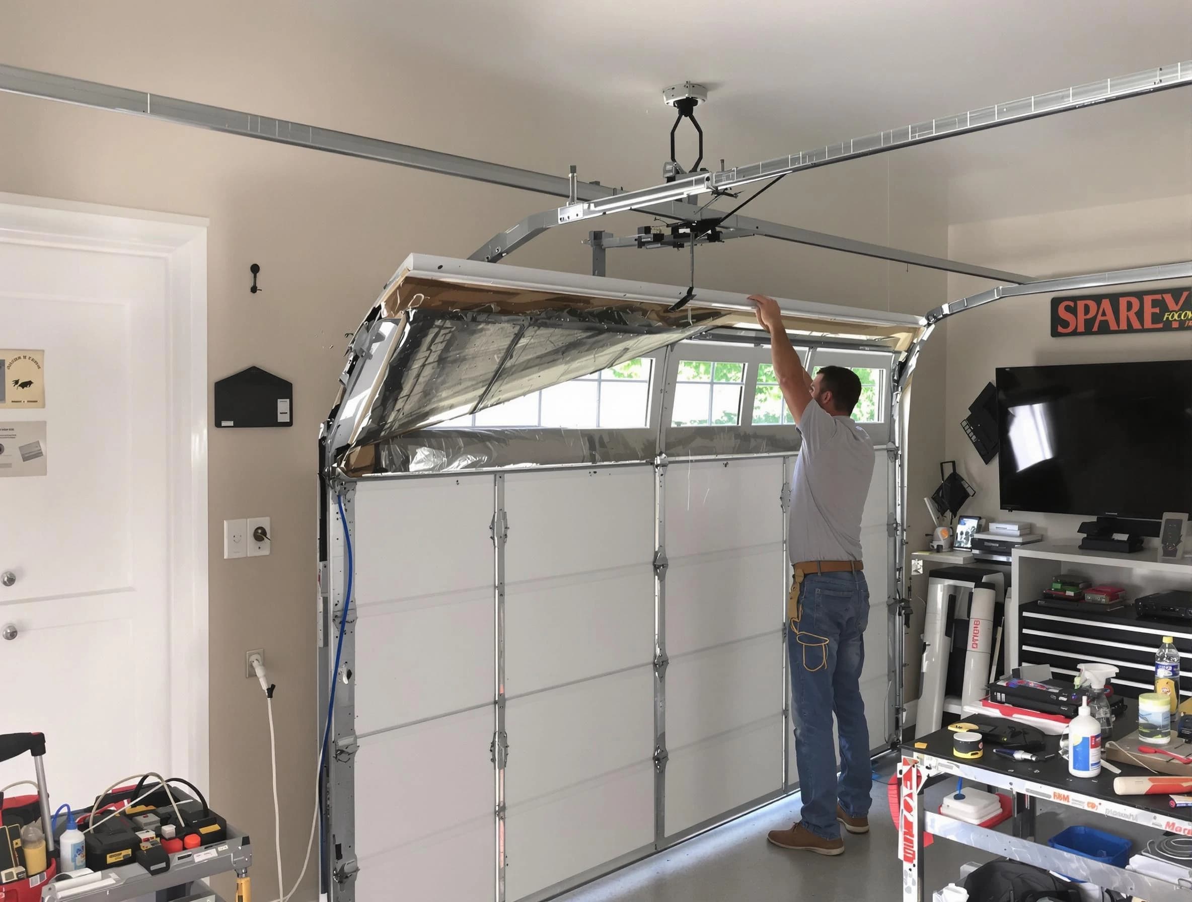 Garage door section replacement by Eagle Mountain Garage Door Repair in Eagle Mountain