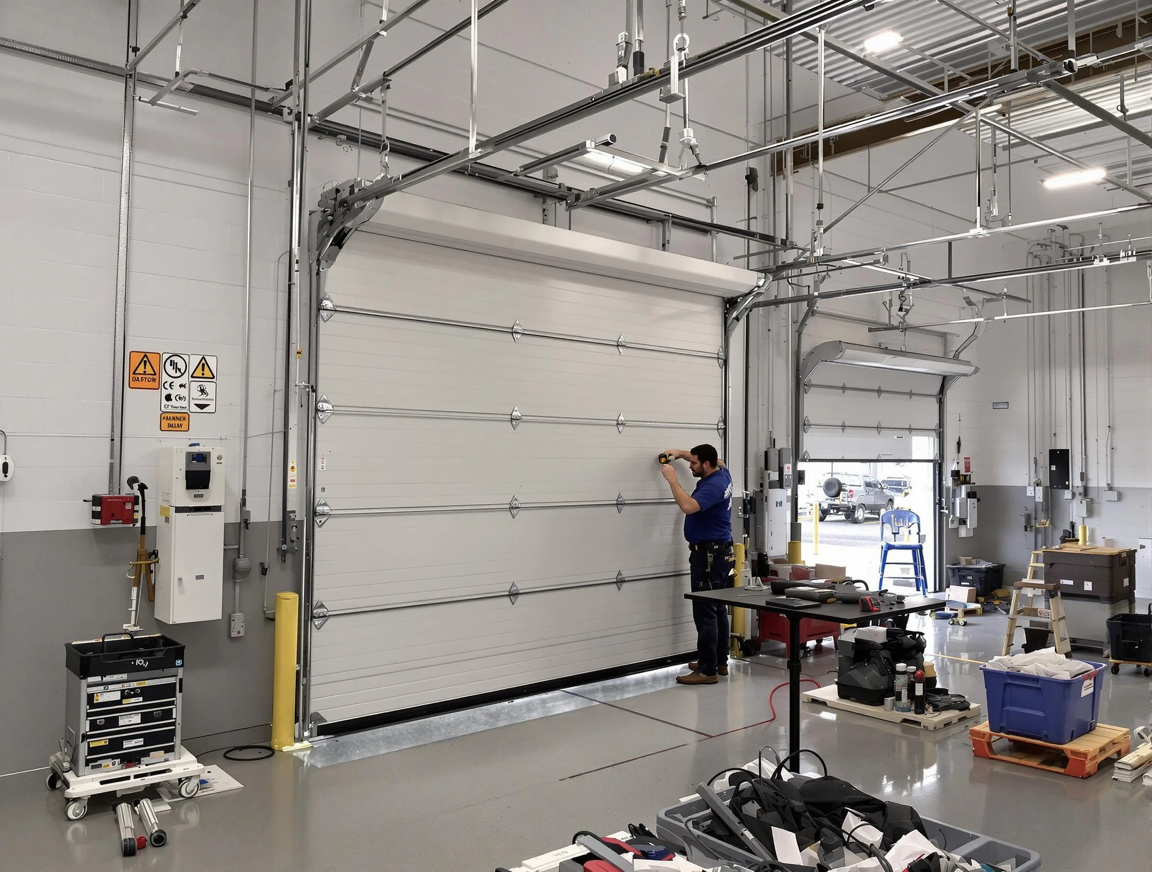 Commercial garage door repair being performed by Eagle Mountain Garage Door Repair expert in Eagle Mountain