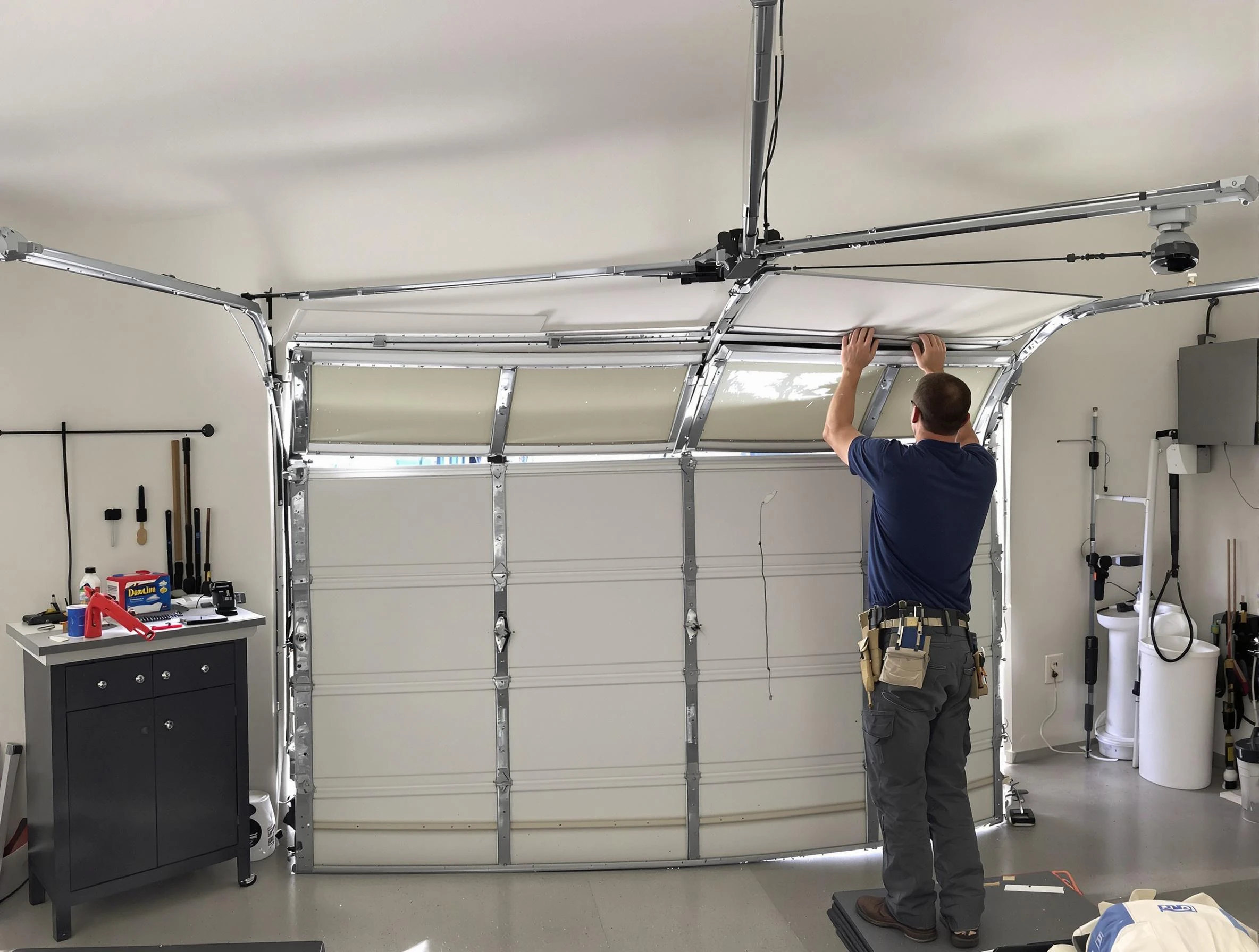Eagle Mountain Garage Door Repair specialist performing precise section replacement on Eagle Mountain garage door